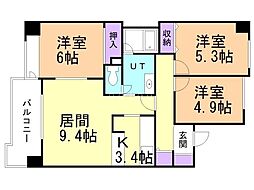 ライオンズマンション大通公園小六ビル 3LDKの間取図画像