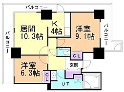 D'グラフォート札幌ステーションタワー 2LDKの間取図画像