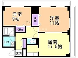 リージェント・ブランドビル 2LDKの間取図画像