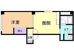 プレジャーコート 1DKの間取図画像