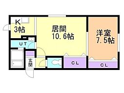 ルネッサンス円山くりの木 1LDKの間取図画像