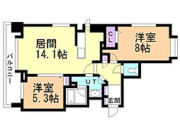 ラ・クラッセ札幌ステーションプレイス 2LDKの間取図画像