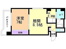 デュアンジュ北円山 1LDKの間取図画像