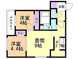 ボアソルテS4 2LDKの間取図画像