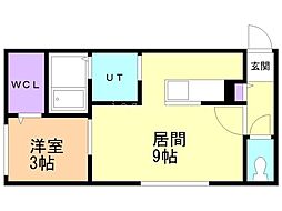 ハーネス南6条 1LDKの間取図画像