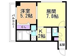 ISグランデ札幌 1LDKの間取図画像
