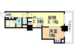 PRIMEURBAN札幌リバーフロント 1LDKの間取図画像