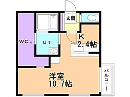 カレラ伏見 1Kの間取図画像