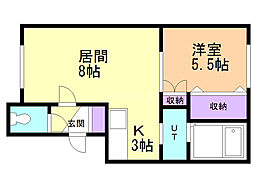 アラン円山 1LDKの間取図画像