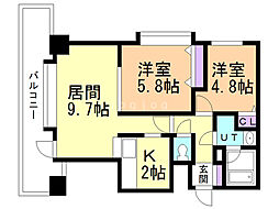 グランルミネ山鼻 2LDKの間取図画像
