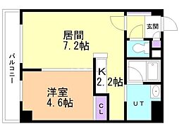 サンリッチ南5条 1LDKの間取図画像