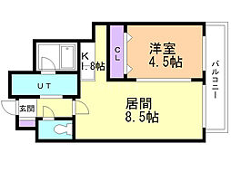 レジディア南一条イースト 1LDKの間取図画像