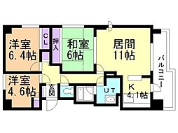 藤井ビルエクセレント円山 3LDKの間取図画像