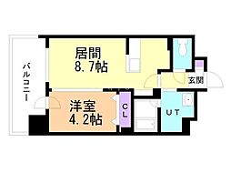 ウエリスアーバン円山 1LDKの間取図画像