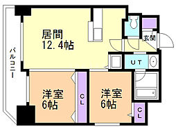 ラ・ソレイユ南2条 2LDKの間取図画像