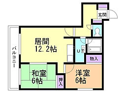 サンシャイン中島公園 2LDKの間取図画像