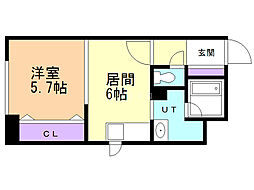 プライムアーバン大通公園2 1DKの間取図画像