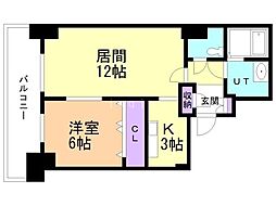 ティアラタワー中島倶楽部 1LDKの間取図画像
