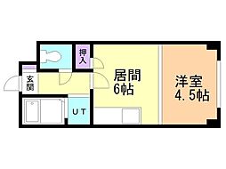 OMレジデンス宮の森 1DKの間取図画像