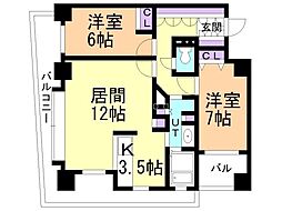 クリーンサッポロ医大西 2LDKの間取図画像