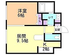 レインボータウン24 1LDKの間取図画像