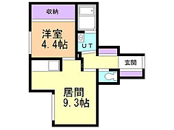 フェリス円山 1DKの間取図画像