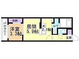 SーRESIDENCE医大南altier 1LDKの間取図画像