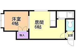 アーバンテラス南8条1 1DKの間取図画像