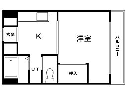 内山マンション ワンルームの間取図画像