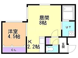 プレシェルト札幌苗穂 1LDKの間取図画像