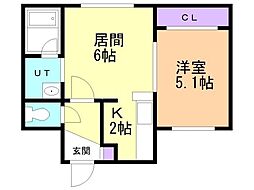 マープル円山 1LDKの間取図画像