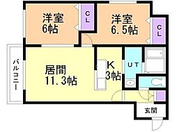 BORN1214 2LDKの間取図画像