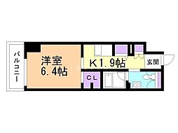 レジディア大通公園 1Kの間取図画像