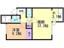 ルーエ山鼻 1LDKの間取図画像