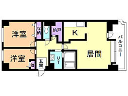 オリエンタルコートオートモ 2LDKの間取図画像