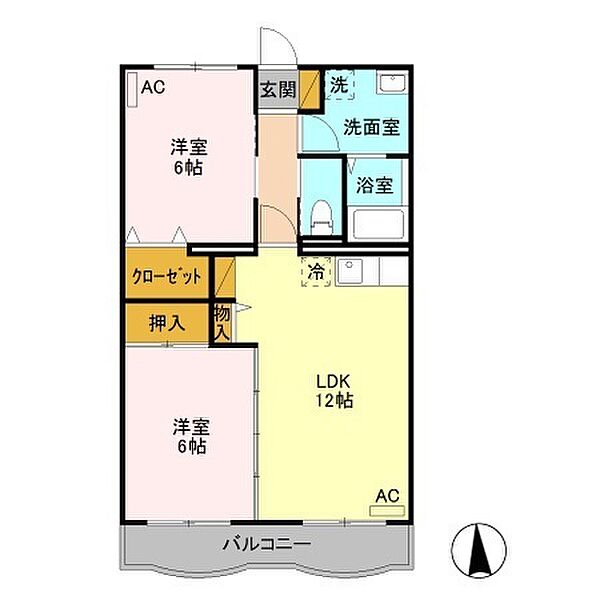 エディフィスＫＴ 306｜群馬県伊勢崎市連取町(賃貸マンション2LDK・3階・57.75㎡)の写真 その2