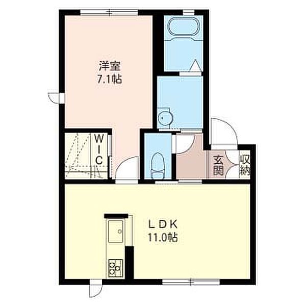 ブランＡ 202｜群馬県伊勢崎市国定町１丁目(賃貸アパート1LDK・2階・42.72㎡)の写真 その2