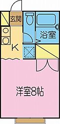 マリンヒルズ 2階1Kの間取り