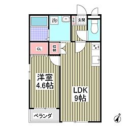 GARDEN MIYAKOII 2階1LDKの間取り