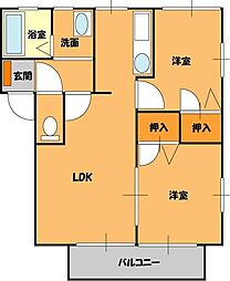 グリーンコート 1階2LDKの間取り