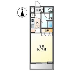来夢2 1階1Kの間取り