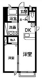 メトロプラザB 1DKの間取図画像