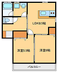 グレイス 2階2LDKの間取り