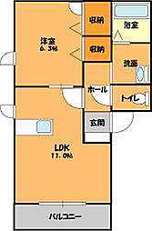 ブリリアントE 1階1LDKの間取り