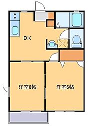 エクレール板垣 1階2DKの間取り