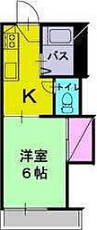 セゾンハイツ 2階1Kの間取り