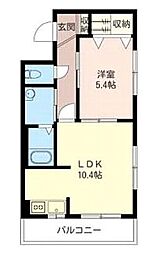 ヴァンヴェストA 2階1LDKの間取り