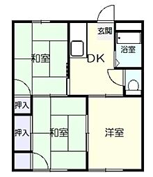 スナオハイツ 2階3DKの間取り