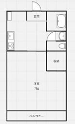ベルジュールK 1階1Kの間取り