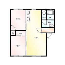 ソフィア・フジA 2階2LDKの間取り